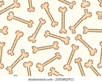 Seamless pattern of pixel bones. Halloween pattern of 8-bit skeleton bones in the style of classic graphics of retro games of the 80s. Design for covers, banners and wrapping. Vector illustration