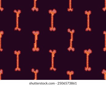 Seamless pattern of pixel bones. Halloween pattern of 8-bit skeleton bones in the style of classic graphics of retro games of the 80s. Design for covers, banners and wrapping. Vector illustration