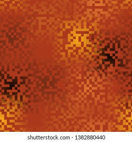 Seamless pattern. Pixel camouflage colors of the autumn landscape. Used translucent elements with overlays. Editable.
