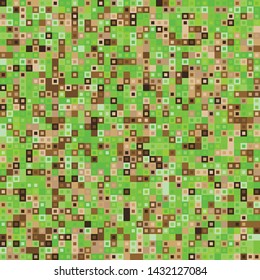 Seamless pattern. Pixel camouflage colors of the forest and the desert. Small concentric squares. Checkered texture.
