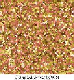 Seamless pattern. Pixel camouflage colors of copper and gold. Small  squares. Checkered texture.