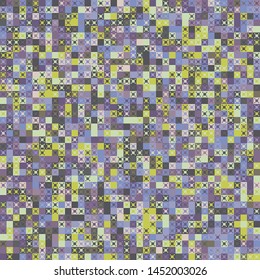 Seamless pattern. Pixel camouflage colors of the autumn-winter landscape. Small squares and four-beam figures. Checkered texture.