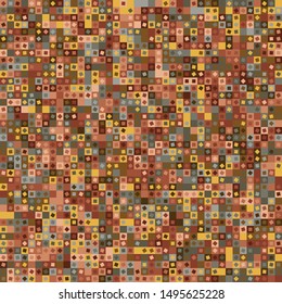 Seamless pattern. Pixel camouflage colors of copper and gold. Small  squares. Checkered texture.