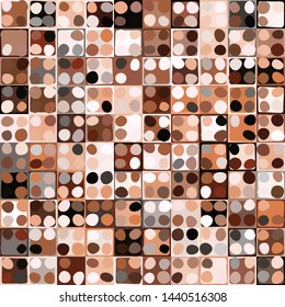 Seamless pattern. Pixel camouflage with spots and rounded squares. The colors of the desert.