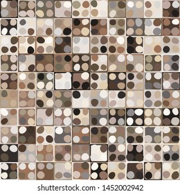Seamless pattern. Pixel camouflage with spots and rounded squares. The colors of the desert.