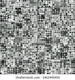 Seamless pattern. Pixel camouflage with spots and rounded squares. Colors of granite and stone.