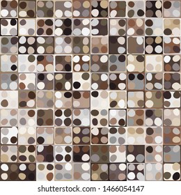 Seamless pattern. Pixel camouflage with spots and rounded squares. The colors of the desert.