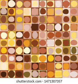 Seamless pattern. Pixel camouflage with spots and rounded squares. Rust colors.