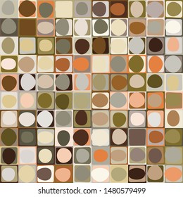 Seamless pattern. Pixel camouflage with spots and rounded squares. Rust colors.