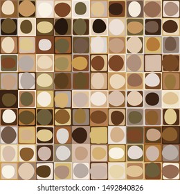 Seamless pattern. Pixel camouflage with spots and rounded squares. Rust colors.