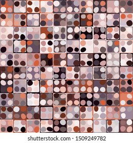 Seamless pattern. Pixel camouflage with spots and rounded squares. The colors of the desert.