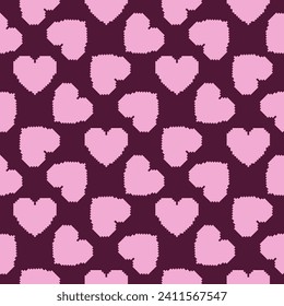 seamless pattern with Pixel hearts . Vector illustration. background in retro video game style. Concept of valentine's day, wedding, mother day.
