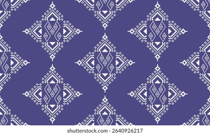 seamless pattern pixel inspired by traditional Thai on blue background ,design for fabric or various pattern printing works.