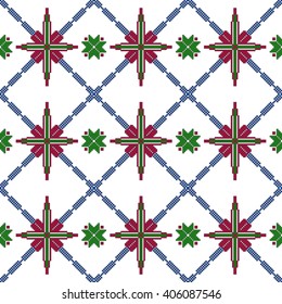 Seamless pattern of pixel mosaic design as textiles, presentations, wallpapers. Vector Image.