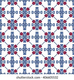 Seamless pattern of pixel mosaic design as textiles, presentations, wallpapers. Vector Image.