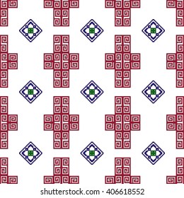 Seamless pattern of pixel mosaic design as textiles, presentations, wallpapers. Vector Image.