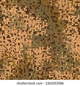 Seamless pattern. Pixel rusty camouflage. Red-rust shades. Editable.