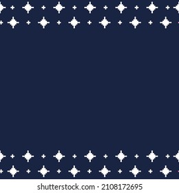 seamless pattern of pixel snowflakes on a dark blue background. Stripe geometric pattern for socks, wallpaper, web design