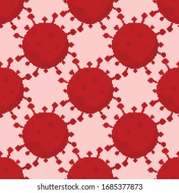 Seamless pattern with pixel viruses. Pixel art 8 bit. 