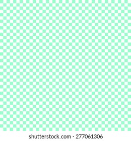 Seamless pattern in the pixel-style of the squares of the chessboard-style light green aquamarine and white