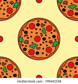 Seamless pattern of pizza