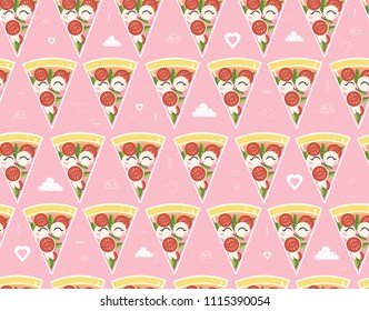 Seamless pattern with pizza characters. 