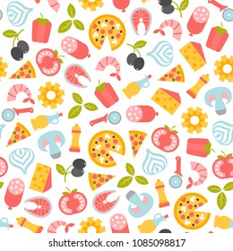 seamless pattern with pizza design elements