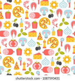 seamless pattern with pizza design elements