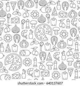 Seamless Pattern With Pizza Design Elements