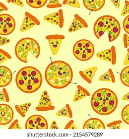 Seamless pattern pizza fast food