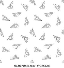 Seamless pattern with pizza.  A seamless food texture. 