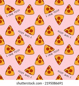 Seamless pattern with pizza. Food wrapping paper pattern. Decorative vector.