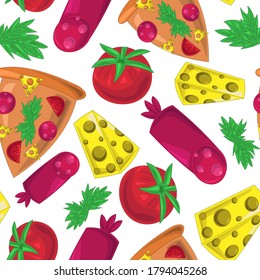 Patrón sin foco con ingredientes de pizza