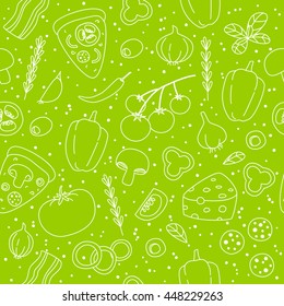Seamless pattern with pizza ingredients