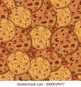 seamless pattern with pizza. print for fabric, wrapping paper. packaging for a pizzeria. fast food. vector eps 10.