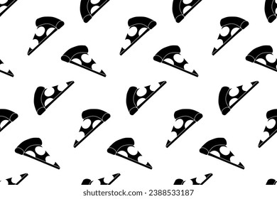 Seamless pattern with pizza slice silhouette vector