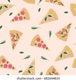 Seamless pattern with pizza slices