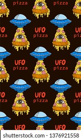 seamless pattern pizza ufo