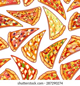 Seamless pattern with pizza. Vector clip art illustration