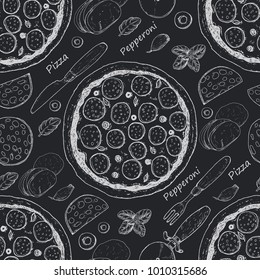 Seamless pattern with pizza. Vector illustration for your design