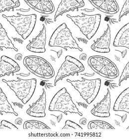 seamless pattern with pizza. Vector illustration