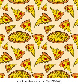 Seamless pattern with pizza. Vector illustration