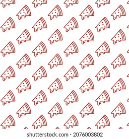 Seamless pattern of pizza in white background with mini doodle (icon). Vector Illustration