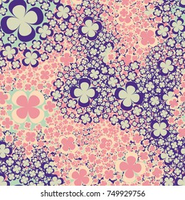 Seamless pattern. Placer of stylized flowers. Female camouflage. Suitable for 3d.