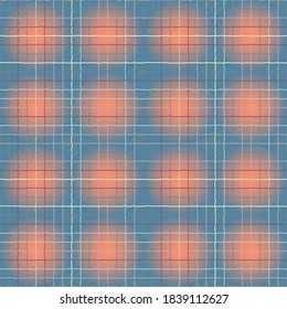 Seamless pattern. Plaid texture with jagged lines on a blue-orange background.