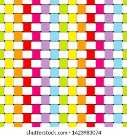 Seamless Pattern Plaited Paper Stripes Rainbow Colors And White