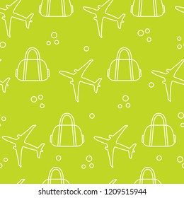 Seamless pattern with planes and bags. Design for poster or print.