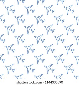 Seamless pattern with planes. Design for poster or print.