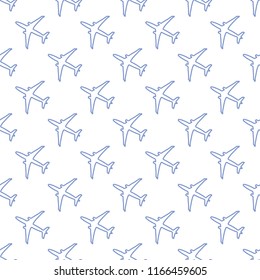 Seamless pattern with planes. Design for poster or print.