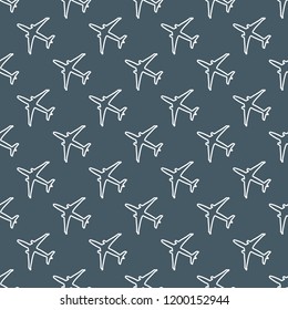 Seamless pattern with planes. Design for poster or print.